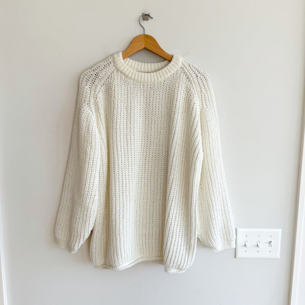 Urban Outfitters BP. Slouchy Knit Crew Neck Long Sleeve Pullover Sweater White L